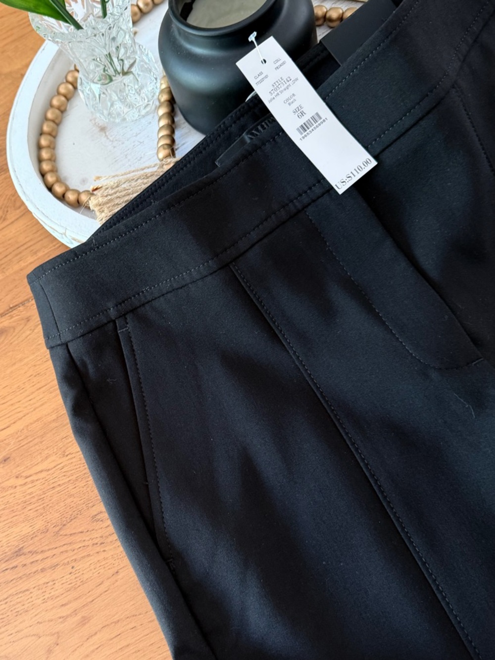 New White House Black Market Straight High Rise Black Pants Trousers Size 6 - Picture 8 of 12